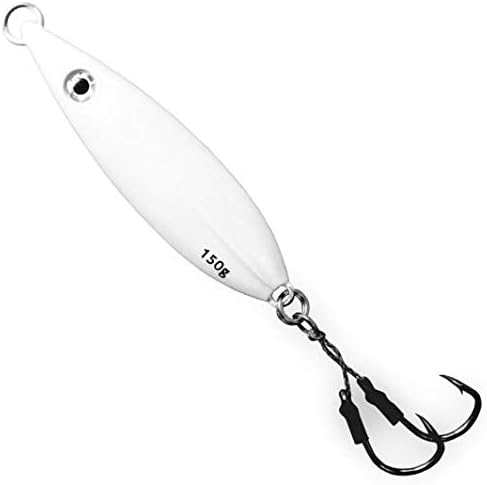 Calissa Offshore Tackle Fast Fall Jig 80g 150g 250g 300LBS Assist Hooks 3/0 Butterfly - Vertical Speed Lure Slow Pitch Flat - Glow Color Painted on Both Sides by CalissaOffshoreTackle