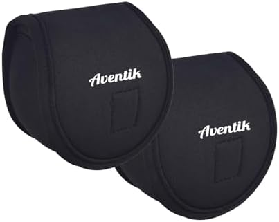 Aventik Neoprene Fly Fishing Reel Case Pouch Cover Fitting 5/6 7/8wt Fly Reel Storage (Black, 2-PACK 7/8) by AVENTIK