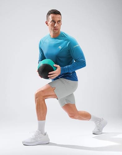Men's Sun Protection Swim Long Sleeve UPF 50+ Rash Guard Lightweight Shirts - Image 3