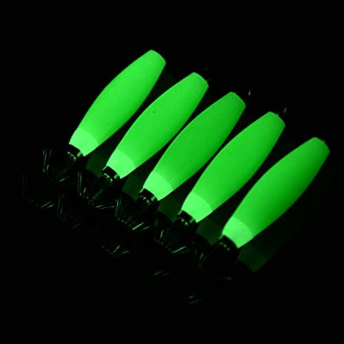 Luminous Squid Jig Hooks Saltwater Glow Squid Jigs Fluoresent Cuttlefish Sleeve Fishing Jigs Squid Hard Night Fishing Bait Octopus Lure Glow in Dark Green Color - Image 6