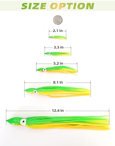 BLUEWING Trolling Squid Skirts Fishing Saltwater 2,3,5,8,12 Inch Octopus Lures 1pcs/5pcs - Image 5