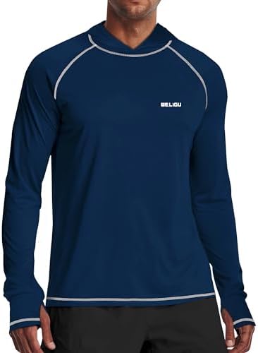 Men's UPF 50+ Sun Protection Hoodie, Long Sleeve Fishing Shirt by WELIGU