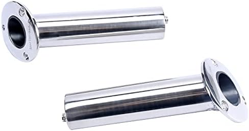 (Set of 2) Amarine-Made Heavy Duty Stainless Steel 316 Deluxe Rod Holders with Drain, Flush Mount Fishing Rod Pole Holders, 30 Degree - Image 3