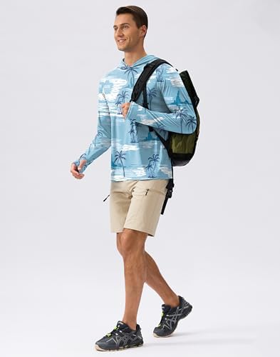 Pudolla Men's Sun Protection Hoodie Shirts UPF 50+ Fishing Hiking Shirt - Image 3