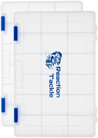 Reaction Tackle Basic Tackle Trays, Clear Plastic Utility Box Organizers with Removable Dividers for Lures, Hooks and Terminal Rigs, Fits Tackle Bags and Boxes - 3600 (2-Pack) by ReactionTackle