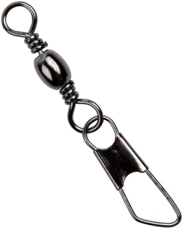 Barrel Swivel Snaps,50/100pcs Fishing Swivel Safety Snaps Stainless Steel Copper Swivel Fishing Multiple Size Black/Gold Fishing Swivel Snaps for Saltwater Freshwater by VATEICO
