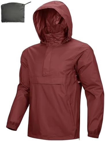 Outdoor Ventures Men's Rain Jacket Waterproof Lightweight Packable Pullover by OutdoorVentures
