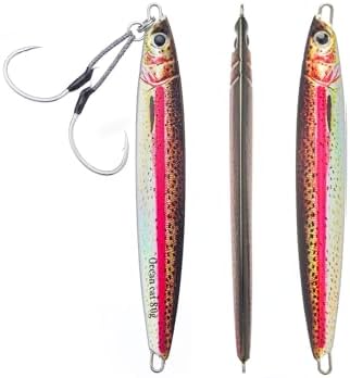 OCEAN CAT Long Casting Slow Fall Pitch Fishing Jigs Lures Lead Metal Flat Sinking Vertical Shore Jigging Bait with Assist Hook for Saltwater Freshwater Fishing 20g 40g 60g 80g by OCEANCAT