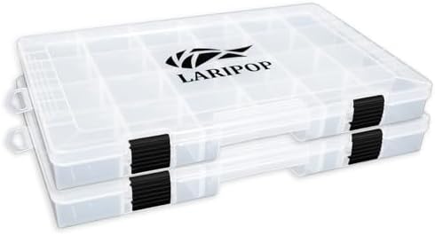 LARIPOP 2-Pack 3700 Fishing Tackle Boxes, Clear Plastic Storage Trays with Adjustable Dividers, Organizer for Lures, Hooks, Sinkers, Jigs & Fishing Accessories - Image 2