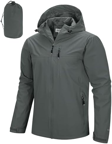 33,000ft Men's Packable Rain Jacket Waterproof Raincoat with Hood by 33000ft