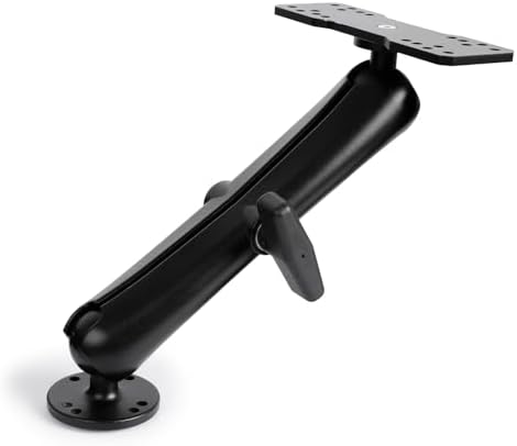 Universal Mounting Bracket - Extended Aluminum Alloy Arm with Spherical & Rectangular Plate, Circular Base for Fish Finder, GPS Plotter, Depth Sounder, CB Radio, Marine Electronics (11.4inch) by Unknown