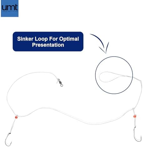 UMT Sea Bass Hi/Lo Saltwater Fishing Rigs 1, 5 &10 Pack, 3/0 Bait Hook, 60lb Heavy Duty Mono, 80lb Swivel & Sinker Loop, Hand Tied for Fluke Porgy Snapper Croaker Sea Trout Tautog Spot Pompano - Image 6