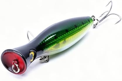 Popper Fishing Lure, JAZALIC Topwater Popper Lures 3D Eyes Fishing Accessories for Saltwater Surface Casting and Freshwater Surface Fishing, Gt Tuna Kingfish Large Predator Fish (5.11in, 1.48Oz) by JAZALIC