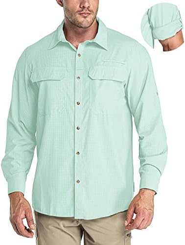 33,000ft Men's Long Sleeve Sun Protection Shirt UPF 50+ UV Quick Dry Cooling Fishing Shirts for Travel Safari Camping Hiking by 33000ft