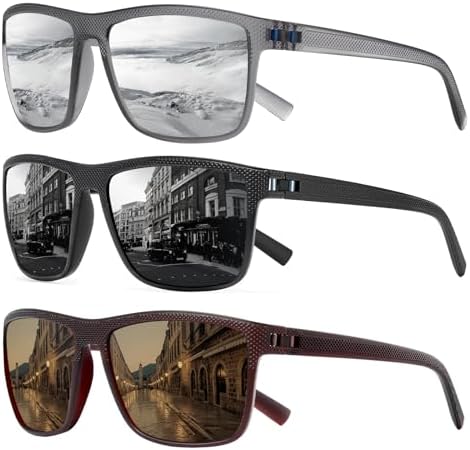 Square Polarized Sunglasses for Men and Women Lightweight Frame Sun Glasses with UV Protection by TURBOPEP
