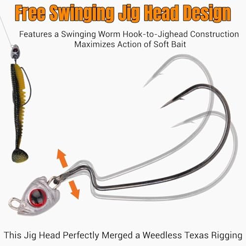Vivid Fish Eyes Weedless Jig Heads, 15Pcs Swinging Bass Jig Head - Image 4