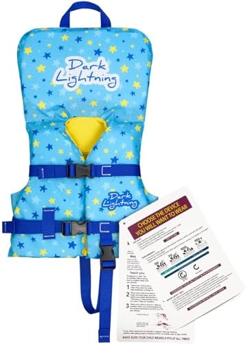 Dark Lightning USCG Approved Infant Life Jacket 0-30 lbs, Toddler Swim Vest and Baby Life Vest for 1-3 Years, 20-30 lbs, Headrest, Leg Strap and Grab Handle by DarkLightning