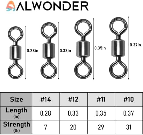 Alwonder 100-Pack Micro Swivels for Fly Fishing, Small Rolling Barrel Swivels Fly Fishing Tackles, High Strength Barrel Swivel Hook line Connector with Black Nickel Coating - Image 2