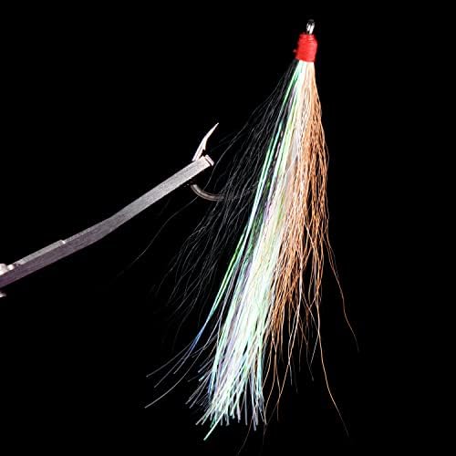 Bucktail Teasers with Hook Saltwater, Fishing Teaser Lures Flounder Rig Fishing Jig Hooks 5 Colors for Flounder Salmon Trout Sea Bass - Image 4