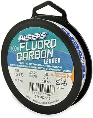 HI-SEAS 100% FLUOROCARBON Fishing LINE Leader - Clear Invisible Leader UNDETECTABLE to Fish, Fast Sinking 6LB-400LB by Hi-Seas