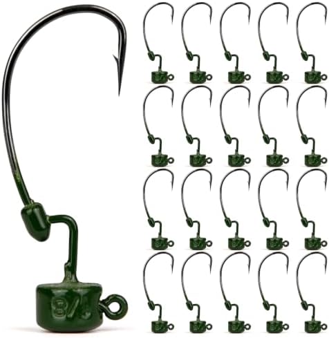 20Pack Weedless Ned Rig Jig Heads with Molded Bait Keeper for Bass Fishing by OJYDOIIIY