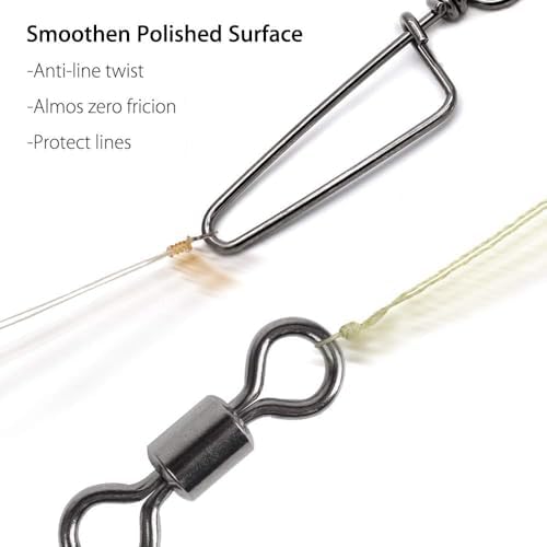 Dr.Fish 30 Pack Barrel Snap Swivels, Barrel Swivels Fishing Tackle Crane Rolling Coast Lock Snap Lure Leader Line Connector Fresh&Saltwater - Image 5