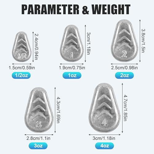 No Roll Sinker Fishing Weights Flat Inline Weight Sinkers No Snag Catfish Sinkers for Fishing Saltwater Surf Gear Tackle 1/2oz-4oz - Image 3
