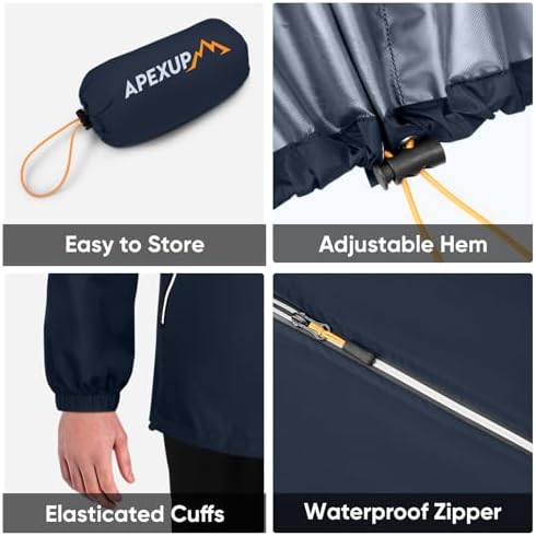 APEXUP Packable Rain Jacket Men Waterproof Lightweight Raincoat with Hood - Image 5