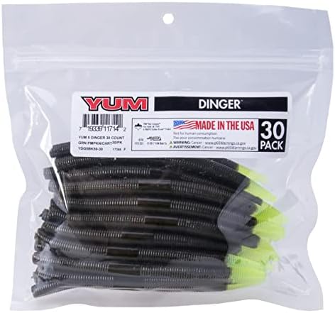 Yum Lures 5 Dinger Blk-Grn Pmpkn/Ch by YUMBaitCo