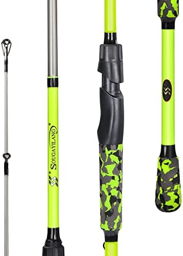 Sougayilang IM7 Graphite Fishing Rod – 2-Piece Casting & Spinning, Medium/Medium Heavy Power, Stainless Steel Guides with Zirconium Rings, EVA Handle & Hook Keeper for Bass, Trout, Walleye, Catfish by Sougayilang