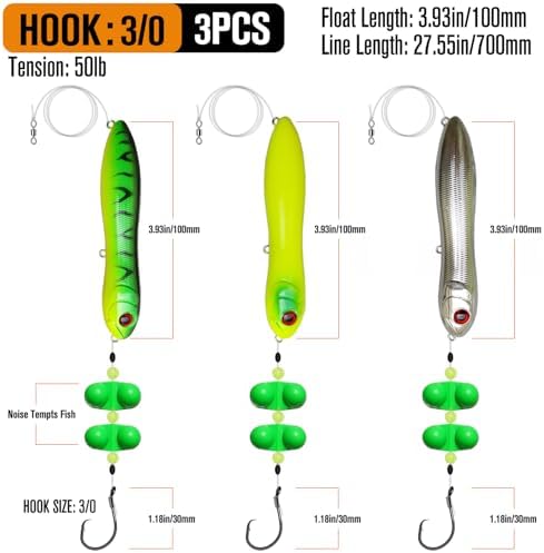HADORAM Catfish Float Rigs with Catfish Rattles Rattling Catfishing Tackle for Bank Fishing Cooper Rig Equipment Circle Hooks for Peg Floats Santee Rig - Image 3