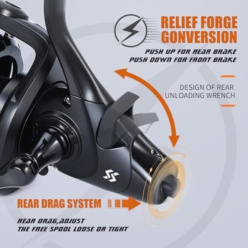 Sougayilang Spinning Reel,33Lbs Max Drag Fishing Reel,Full-Metal Spool+CNC-Machined Crank,for Freshwater Saltwater Bass and Catfish. - Image 5