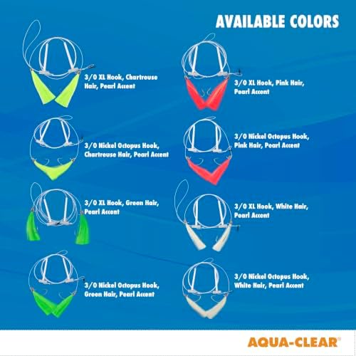 Aqua-Clear Hi-Lo Pearl Accent Hair Teaser Rig, Flounder, Fluke, Sea Trout, Croaker, 3/0 XL Hook, AFW Swivel, 40 lb (18.1 kg) Mono Leader, T-Standoff, White Hair, Pearl Accent - Image 5