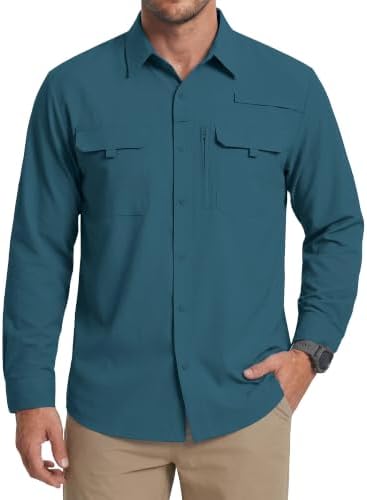 WULFUL Men's Sun Protection Fishing Shirts UPF 50+ Lightweight Quick Dry Cooling Long Sleeve Shirts for Work Hiking Safari by WULFUL