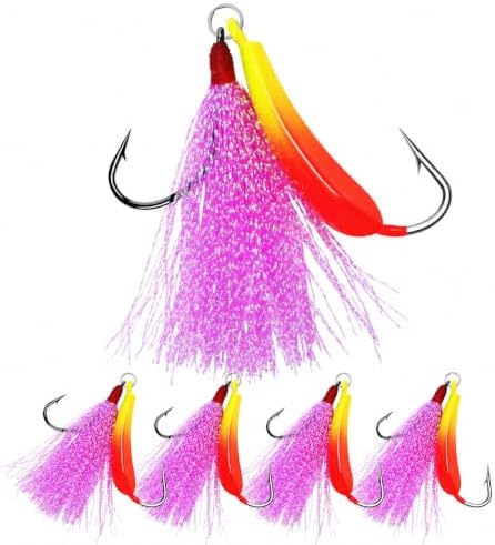 5 Pack Pompano Jigs with Teaser Hooks, Surf Fishing Jig Heads Saltwater Lure Banana Shape Stand Up O'Shaughnessy Beach Casting Pompano Whiting Flounder by MAFIMOEA