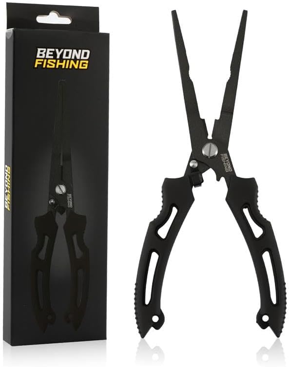 Beyond Fishing QuickRig Fishing Pliers – Multifunction Stainless Steel Split Ring Pliers for Fishing with Line Cutter & Crimper – Corrosion Resistant & Spring Loaded Design by BeyondBraid