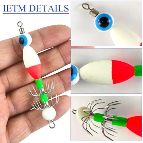 4/10Pcs Squid Jig Hooks Kit Saltwater Glow Squid Jigs Fluoresent Cuttlefish Sleeve Fishing Jigs Octopus Lure Glow in Dark with Tackle Box - Image 4