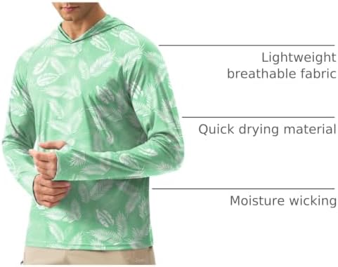 Pudolla Men's Sun Protection Hoodie Shirts UPF 50+ Fishing Hiking Shirt - Image 4
