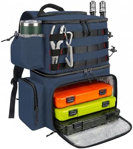 MATEIN Fishing Backpack, Tackle Storage Bag with Rod Holders & Cooler by MATEIN