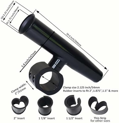 2 PCS T-Top Rod Holder Single Aluminum clamp on fit 1.5",1.875",2" inch Horizontal or Vertical Fishing Boat Tower/Leaning Post/Rail - Image 2