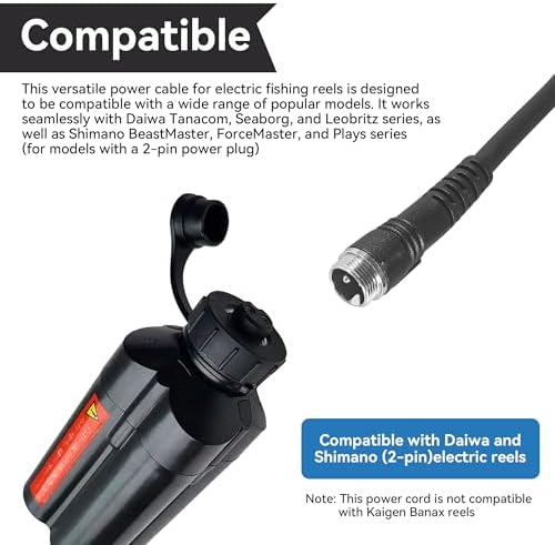 1.5FT Rust-Proof Electric Fishing Reel Battery Power Cable | Compatible with Daiwa Tanacom, Seaborg, Leobritz, BeastMaster & Shimano Reels | Super Air Cord for BM, LB, Prof, PrB, ProS Models - Image 6