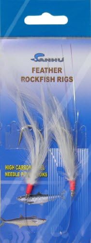 Rock Cod Feather Rigs 4.2 oz with Hook 5/0, White Color, 10 Pcs by Sanhu