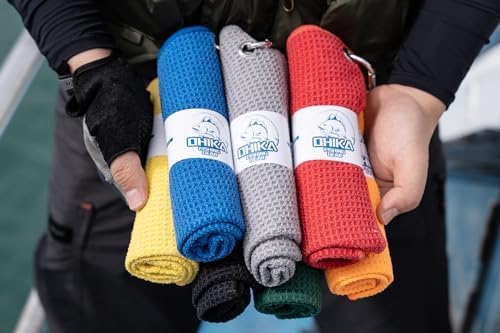 Microfiber Fishing Towels with Clip, Waffle Pattern for Effective Cleaning of Fishing Gears or Dirty Hands, 16” x 16”, Camping Towels, Hiking Towels, Pack of 3 (Blue) - Image 4