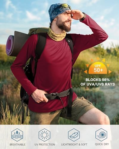 Roadbox Men's UPF 50+ UV Sun Protection Shirts, Long Sleeve Swim Rash Guard - Image 3