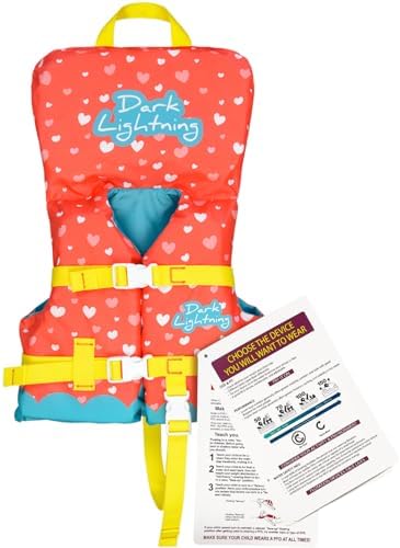 Dark Lightning USCG Approved Infant Life Jacket 0-30 lbs, Toddler Swim Vest and Baby Life Vest for 1-3 Years, 20-30 lbs, Headrest, Leg Strap and Grab Handle by DarkLightning