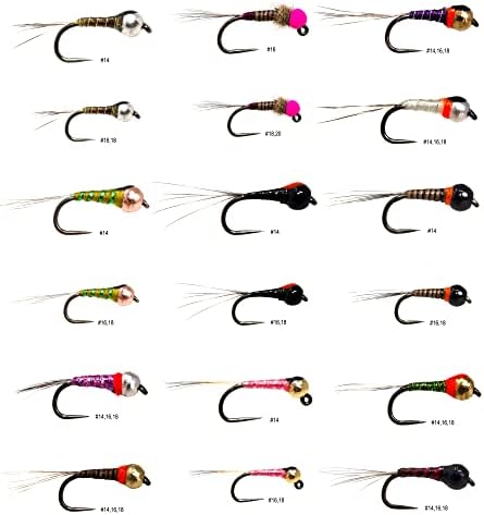 36 Effictive Tungsten Bead Perdigon Nymphs Fly Fishing Flies Assortment | Trout and Grayling Fishing Lure | Waterproof Fly Box by Outdoor+Planet