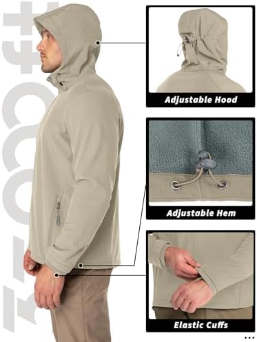 33,000ft Men's Hooded Fleece Lined Rain Shell Jacket Waterproof Lightweight - Image 5