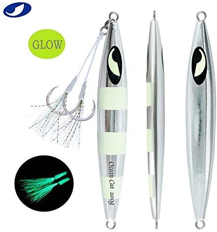 OCEAN CAT Lead Metal Flat Slow Fall Pitch Fishing Jigs Lures Sinking Vertical Jigging Bait with Butterfly Hook for Saltwater Fishing - Image 3