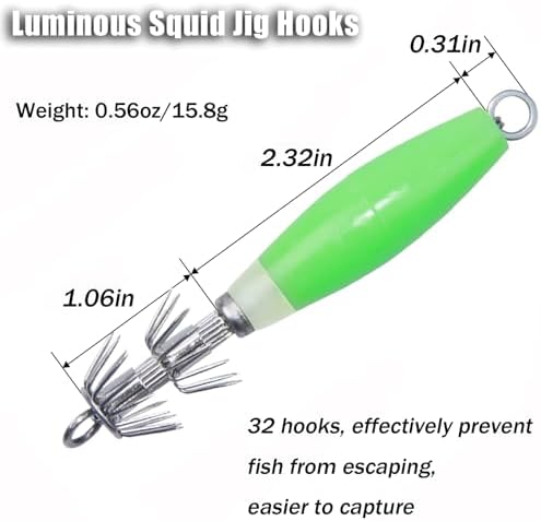 Luminous Squid Jig Hooks Stainless Steel Needles Fluorescent Fishing Cuttlefish Sleeve Squid Jig Baits Night Fishing Saltwater Lures Glow Squid Catcher Hard Baits - Image 4