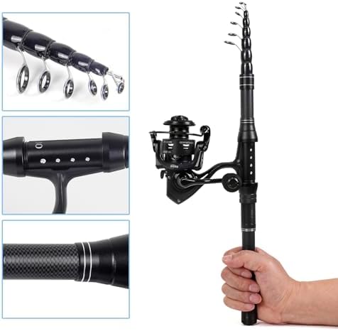 Telescopic Fishing Rod and Reel Combo, Carbon Fiber Collapsible Travel Fishing Pole Kit with Carrier Case & Lures, Anti-Jam Gear for Adults Men Beginners, Freshwater, Saltwater - Image 5